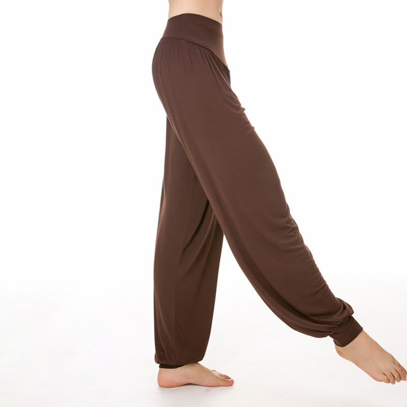 Pantalones de harén de danza de yoga modales sueltos de color liso con Buddha Stones - image 21