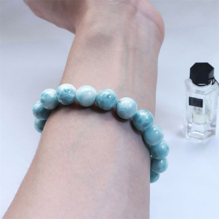 Pulsera de confianza de sabiduría de Larimar natural con Buddha Stones - image 7