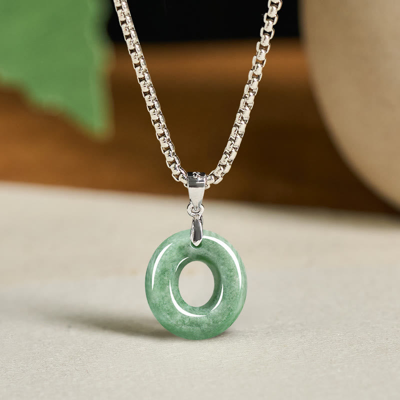 Collar con colgante de prosperidad de cadena ancha de acero de titanio y jade con letras AZ naturales de Buddha Stones - image 23