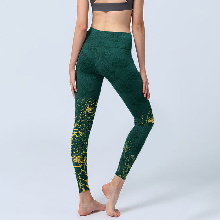 Leggings de yoga para mujer con estampado de imagen de Buddha Stones de loto y Buda - image 4