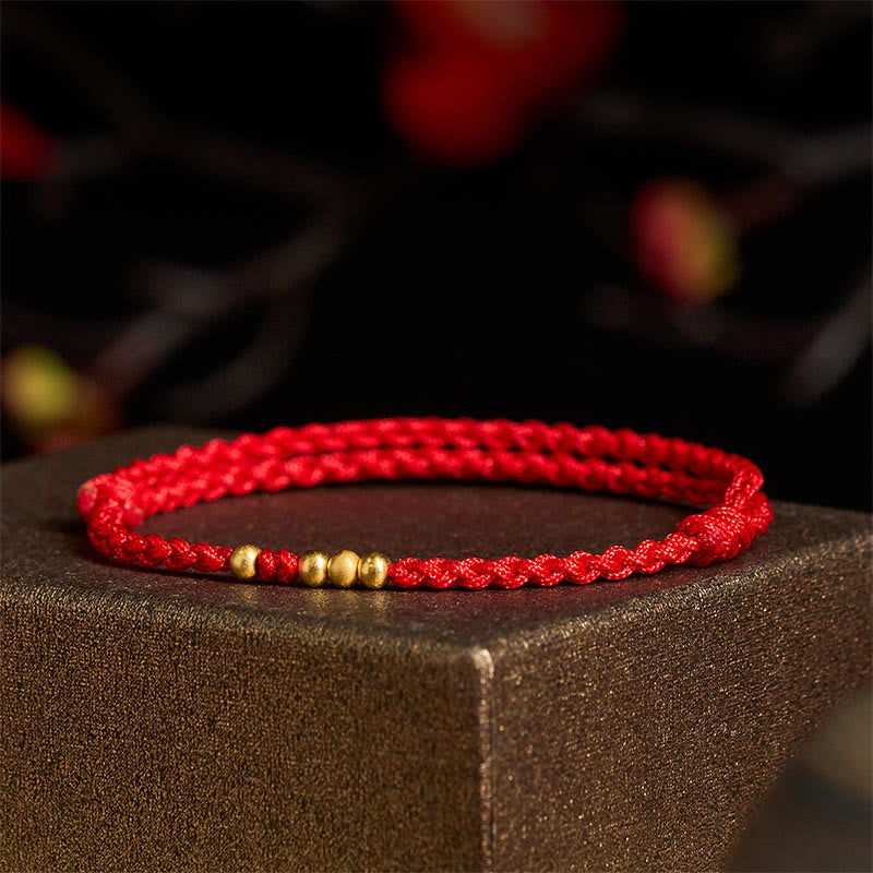 Pulsera ajustable con cuentas de oro y Buddha Stones en plata de ley 925 con hilo rojo. - image 4