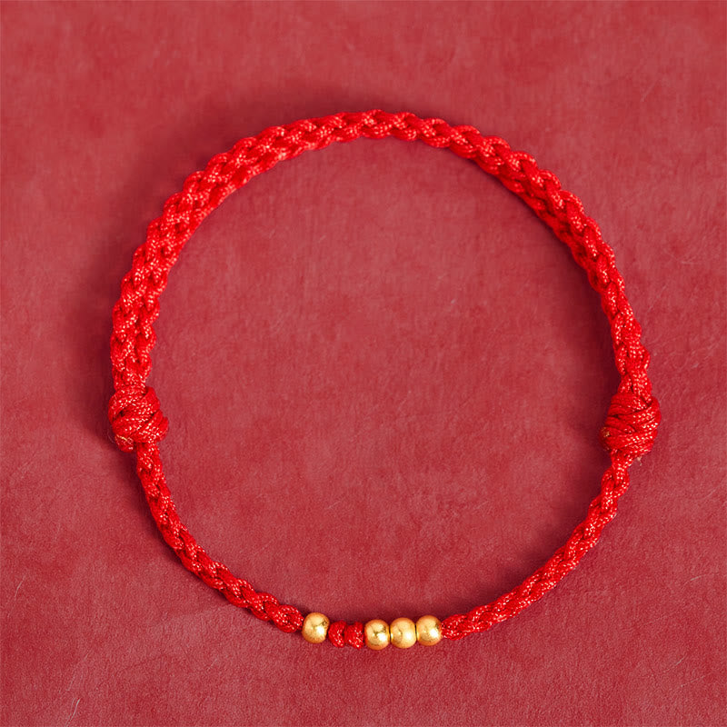 Pulsera ajustable con cuentas de oro y Buddha Stones en plata de ley 925 con hilo rojo. - image 3