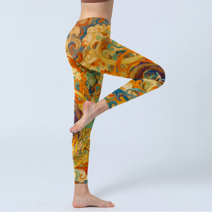 Leggings de yoga para mujer con estampado de nubes de hadas y Buddha Stones - image 3