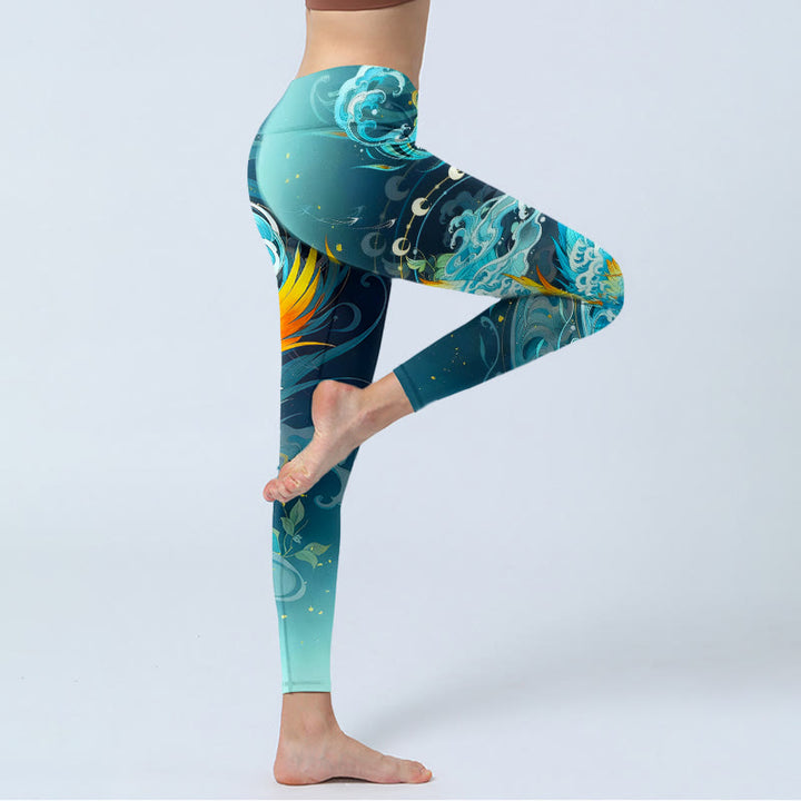 Leggings de yoga para mujer con estampado de nubes de fénix y Buddha Stones - image 3