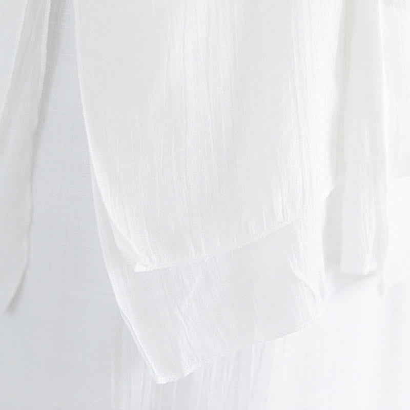 Conjunto de 2 piezas de camisa de manga tres cuartos con botones de rana, pantalones anchos y Buddha Stones para mujer, ropa de meditación zen - image 13