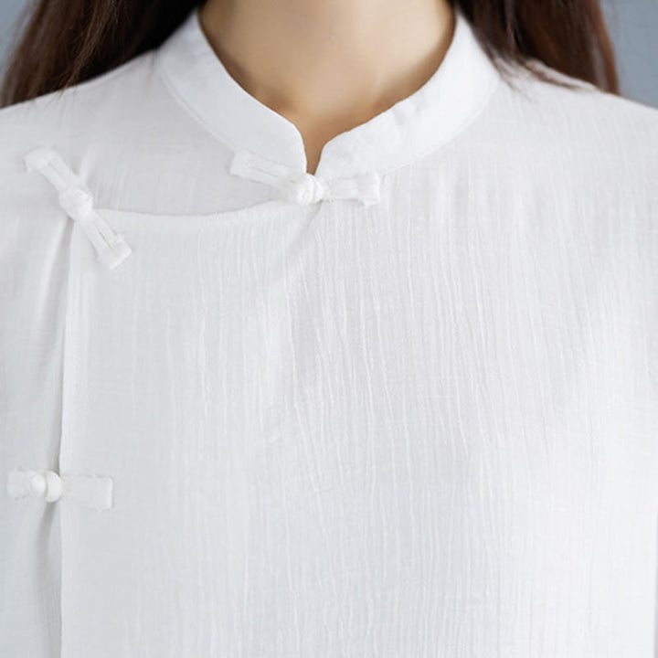 Conjunto de 2 piezas de camisa de manga tres cuartos con botones de rana, pantalones anchos y Buddha Stones para mujer, ropa de meditación zen - image 10