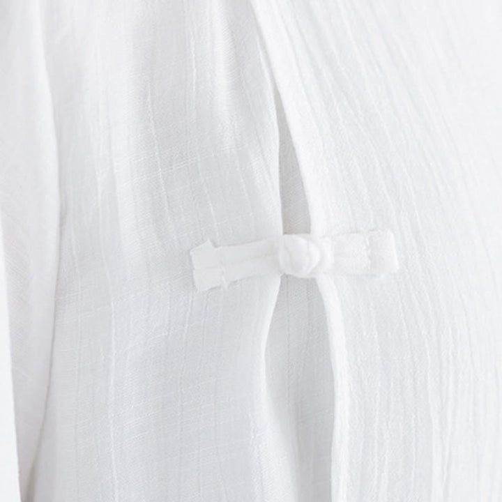 Conjunto de 2 piezas de camisa de manga tres cuartos con botones de rana, pantalones anchos y Buddha Stones para mujer, ropa de meditación zen - image 12