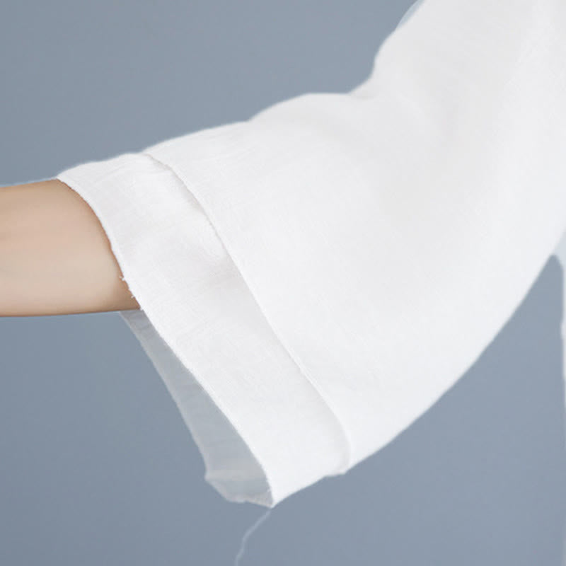 Conjunto de 2 piezas de camisa de manga tres cuartos con botones de rana, pantalones anchos y Buddha Stones para mujer, ropa de meditación zen - image 14