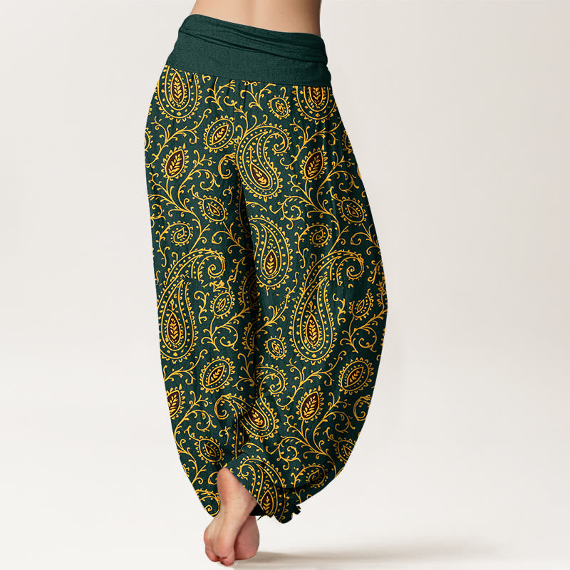 Pantalones Buddha Stones de algodón con estampado paisley de colores brillantes y cintura elástica para mujer - image 1