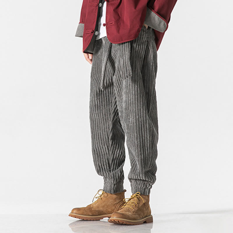 Pantalones de pana hasta el tobillo para hombre, de color liso, con bolsillos, de Buddha Stones Winter - image 2