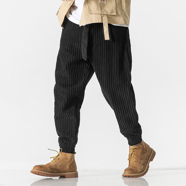 Pantalones de pana hasta el tobillo para hombre, de color liso, con bolsillos, de Buddha Stones Winter - image 17