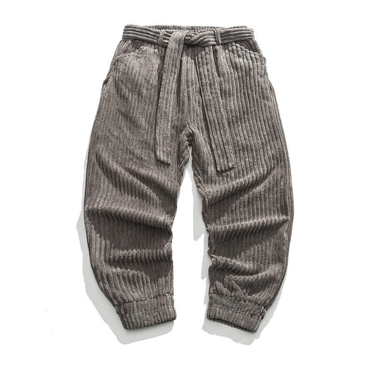 Pantalones de pana hasta el tobillo para hombre, de color liso, con bolsillos, de Buddha Stones Winter - Gris oscuro - US/UK/AU46, EU56 (5XL) - image 1
