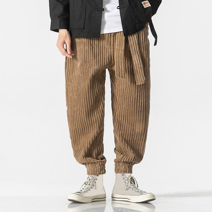 Pantalones de pana hasta el tobillo para hombre, de color liso, con bolsillos, de Buddha Stones Winter - image 25