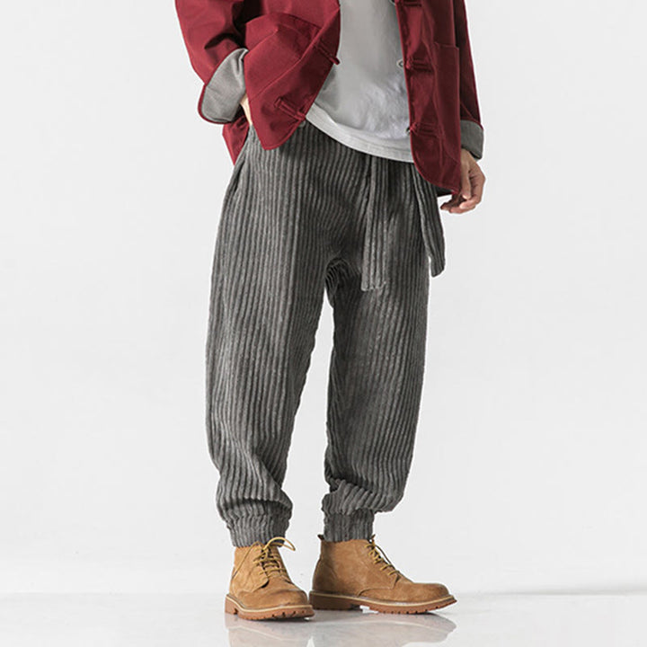 Pantalones de pana hasta el tobillo para hombre, de color liso, con bolsillos, de Buddha Stones Winter - image 4