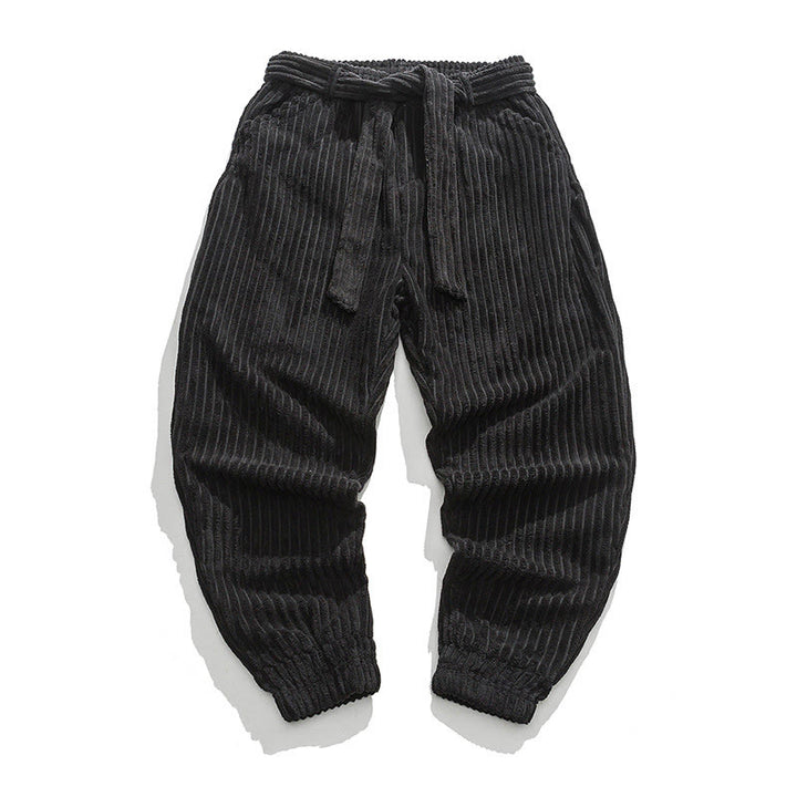 Pantalones de pana hasta el tobillo para hombre, de color liso, con bolsillos, de Buddha Stones Winter - Negro - US/UK/AU46, EU56 (5XL) - image 15