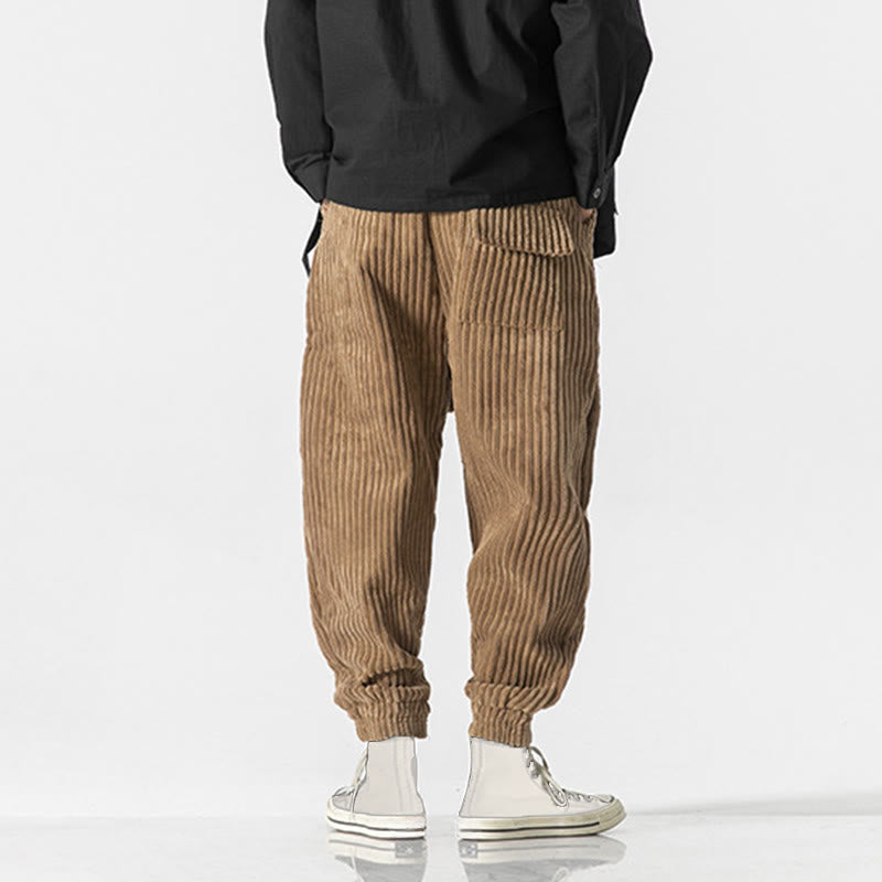 Pantalones de pana hasta el tobillo para hombre, de color liso, con bolsillos, de Buddha Stones Winter - image 29