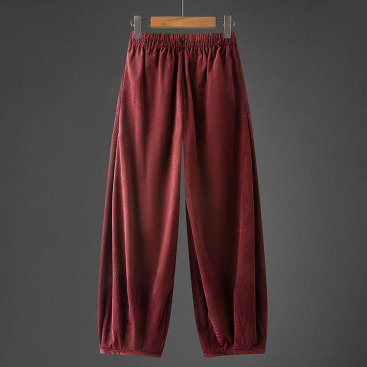 Pantalones de pana con cintura elástica y cordón ajustable para hombre de Buddha Stones, con bolsillos, para invierno - image 11