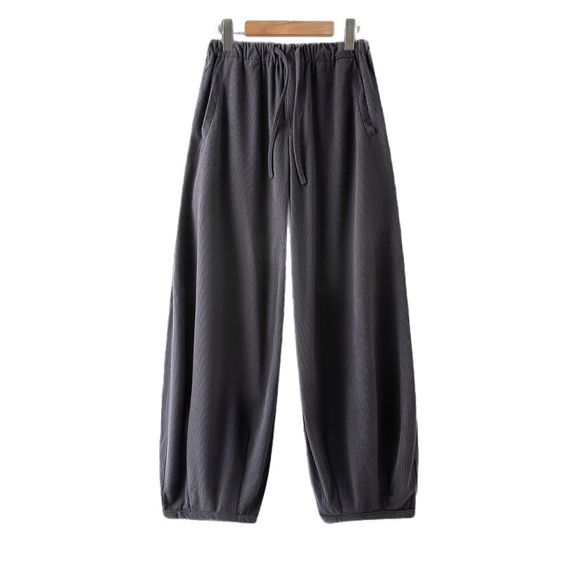 Pantalones de pana con cintura elástica y cordón ajustable para hombre de Buddha Stones, con bolsillos, para invierno - image 7