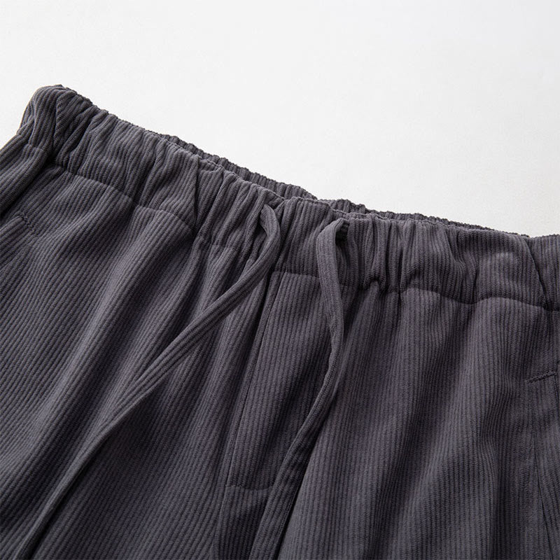 Pantalones de pana con cintura elástica y cordón ajustable para hombre de Buddha Stones, con bolsillos, para invierno - image 2