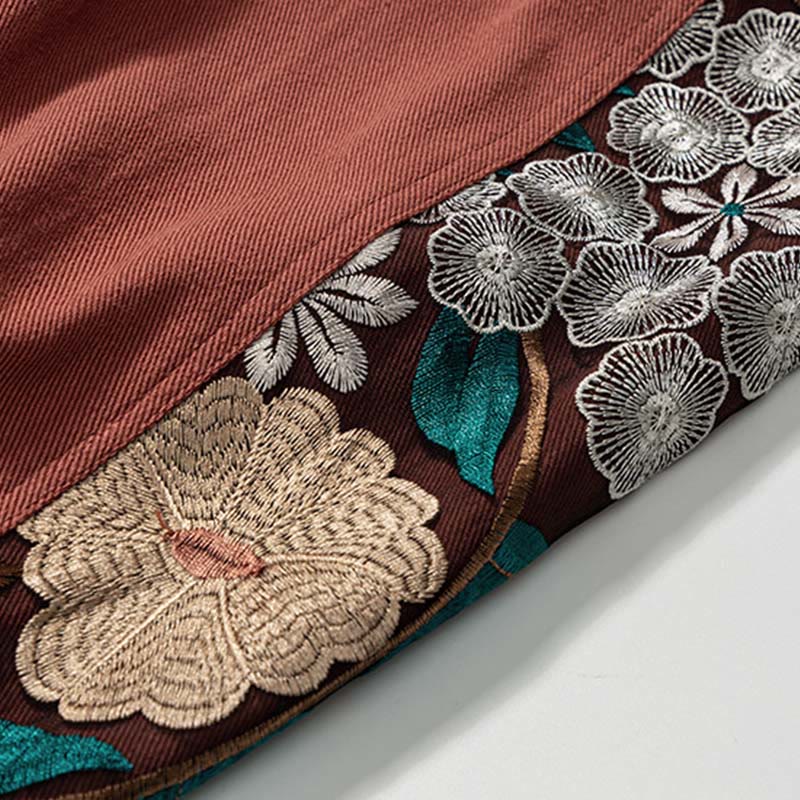 Pantalones de algodón con estampado floral bordado de Buddha Stones Spring para hombre con bolsillos - image 10