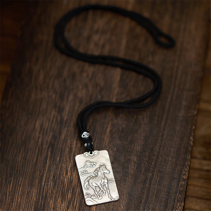 Collar con colgante de equilibrio de plata bañada en cobre con piedras de Buddha Stones, año del caballo, zodiaco chino - image 11