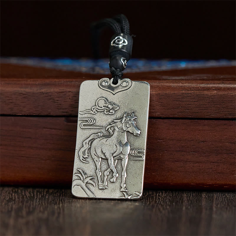 Collar con colgante de equilibrio de plata bañada en cobre con piedras de Buddha Stones, año del caballo, zodiaco chino - image 3