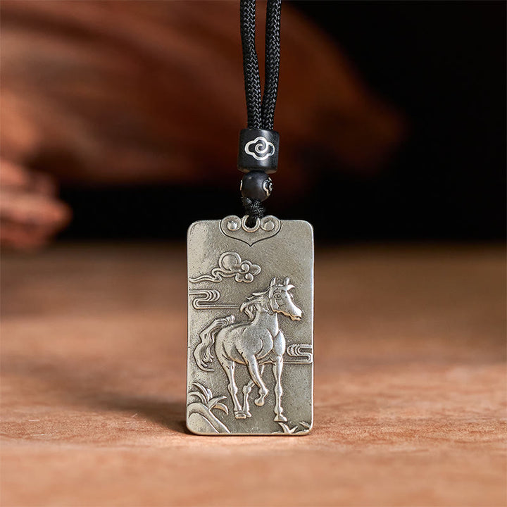 Collar con colgante de equilibrio de plata bañada en cobre con piedras de Buddha Stones, año del caballo, zodiaco chino - image 10