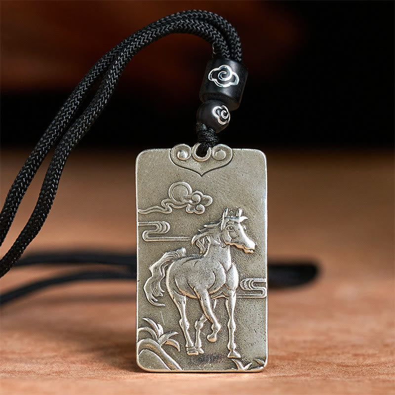 Collar con colgante de equilibrio de plata bañada en cobre con piedras de Buddha Stones, año del caballo, zodiaco chino - image 4