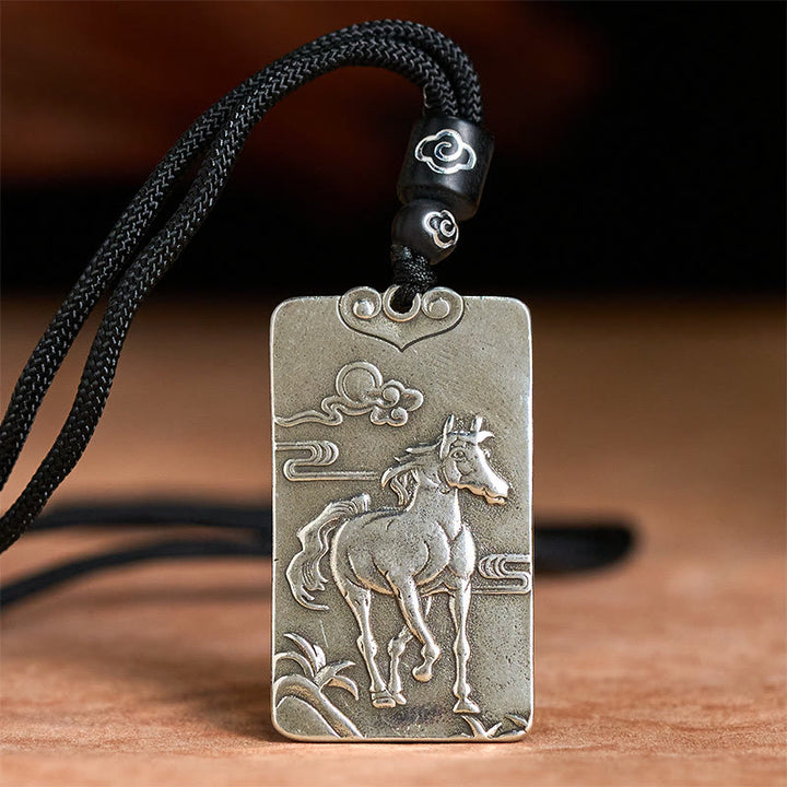 Collar con colgante de equilibrio de plata bañada en cobre con piedras de Buddha Stones, año del caballo, zodiaco chino - image 4