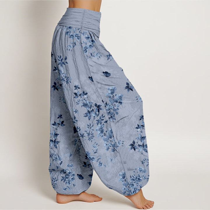 Pantalones Buddha Stones de algodón con estampado de hojas y flores nebulosas para mujer, cintura elástica - image 10