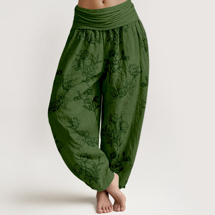 Pantalones Buddha Stones para mujer, cintura elástica - Verde oscuro - US16，UK/AU20，EU48 (3XL) - image 0