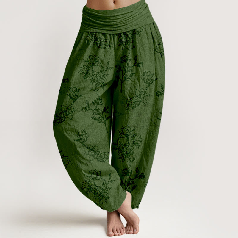 Pantalones Buddha Stones para mujer, cintura elástica - Verde oscuro - US16，UK/AU20，EU48 (3XL) - image 0