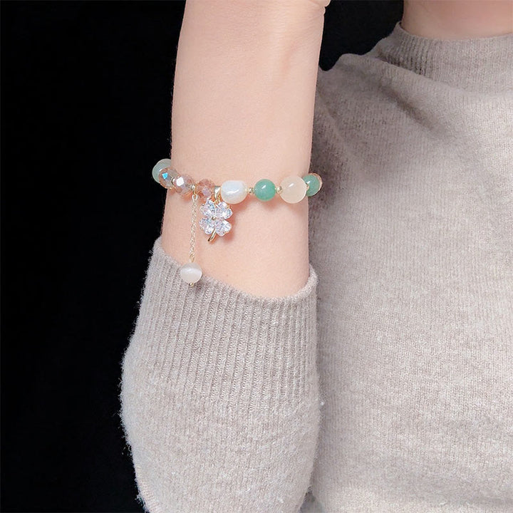 Pulsera de equilibrio con Buddha Stones de cuatro hojas, amatista, citrino, cuarzo fresa verde y cuarzo rutilado. - image 18