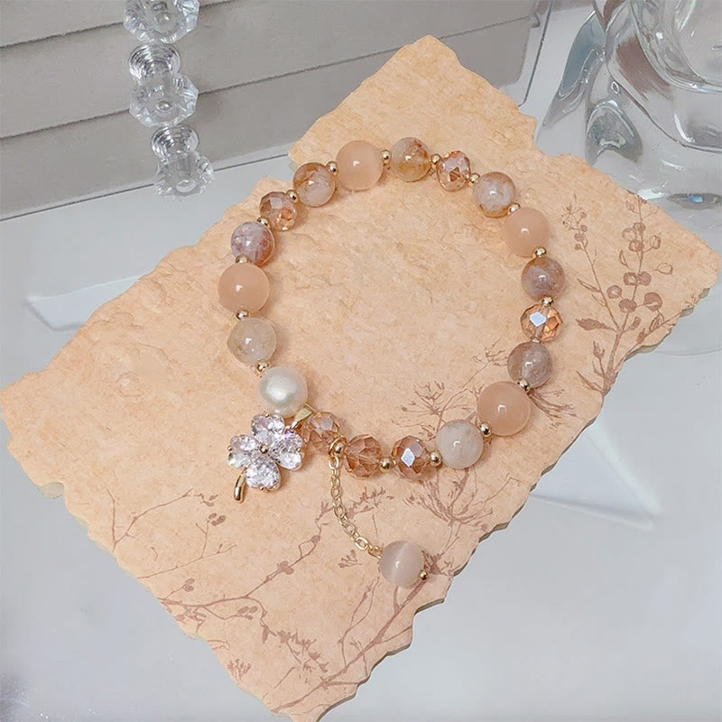 Pulsera de equilibrio con Buddha Stones de cuatro hojas, amatista, citrino, cuarzo fresa verde y cuarzo rutilado. - image 9