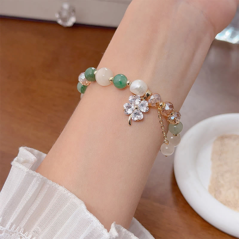 Pulsera de equilibrio con Buddha Stones de cuatro hojas, amatista, citrino, cuarzo fresa verde y cuarzo rutilado. - image 17