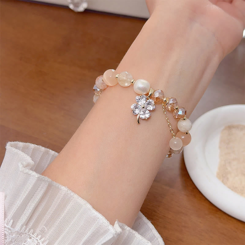 Pulsera de equilibrio con Buddha Stones de cuatro hojas, amatista, citrino, cuarzo fresa verde y cuarzo rutilado. - image 11