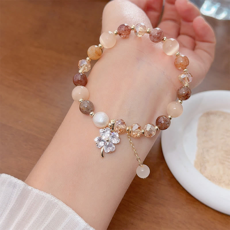 Pulsera de equilibrio con Buddha Stones de cuatro hojas, amatista, citrino, cuarzo fresa verde y cuarzo rutilado. - image 23