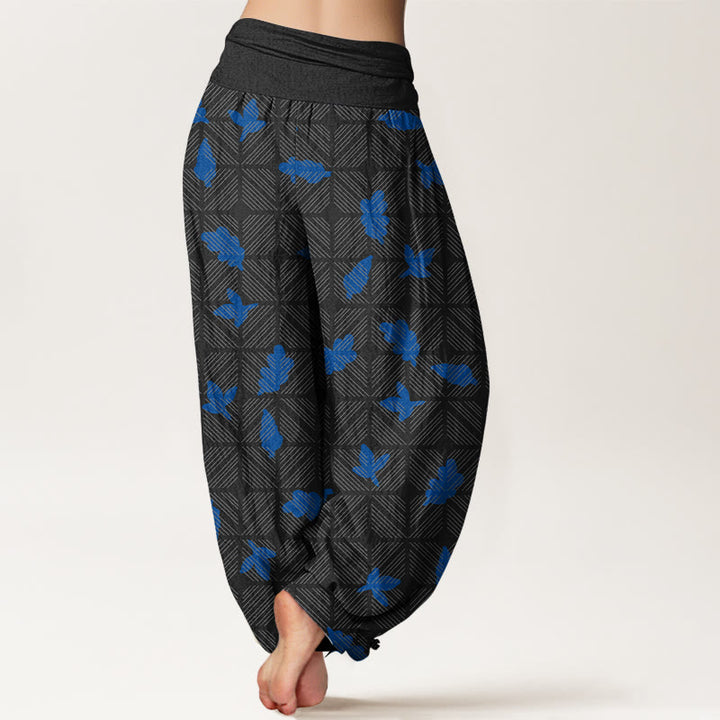 Pantalones Buddha Stones de algodón con estampado de hojas a cuadros y cintura elástica para mujer - image 6