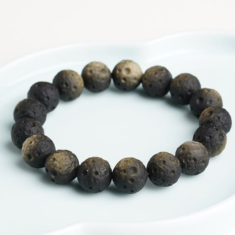 Pulsera protectora de obsidiana con cuentas redondas de obsidiana dorada y plata natural con Buddha Stones - image 10