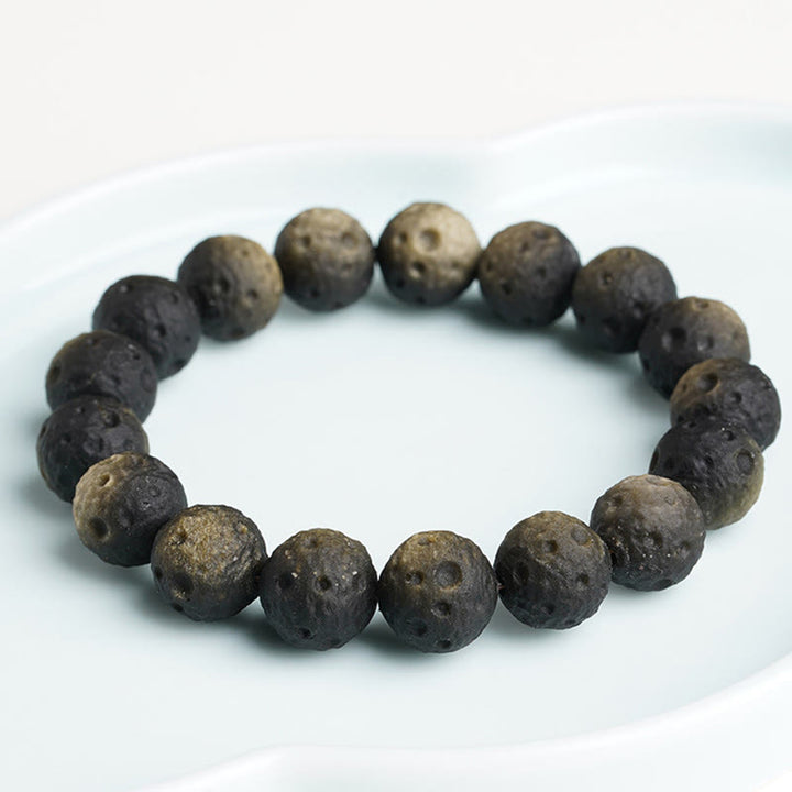 Pulsera protectora de obsidiana con cuentas redondas de obsidiana dorada y plata natural con Buddha Stones - image 10