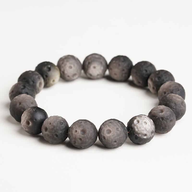 Pulsera protectora de obsidiana con cuentas redondas de obsidiana dorada y plata natural con Buddha Stones - Obsidiana plateada brillante (circunferencia de la muñeca: 15-17 cm) - 14 mm - image 0