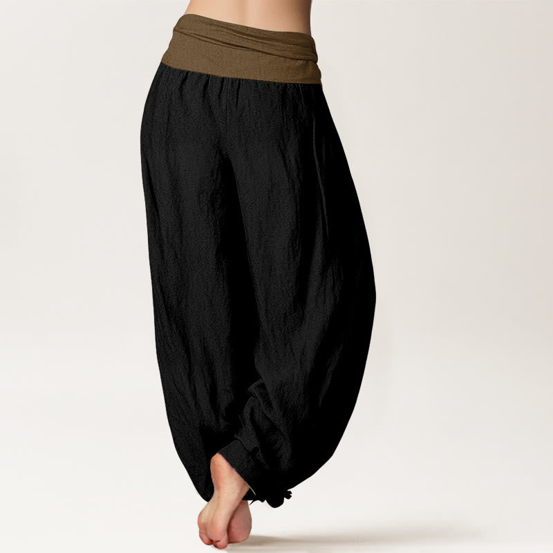 Pantalones harén de algodón con Buddha Stones, color negro, verde y tostado, con cintura elástica para mujer - image 1