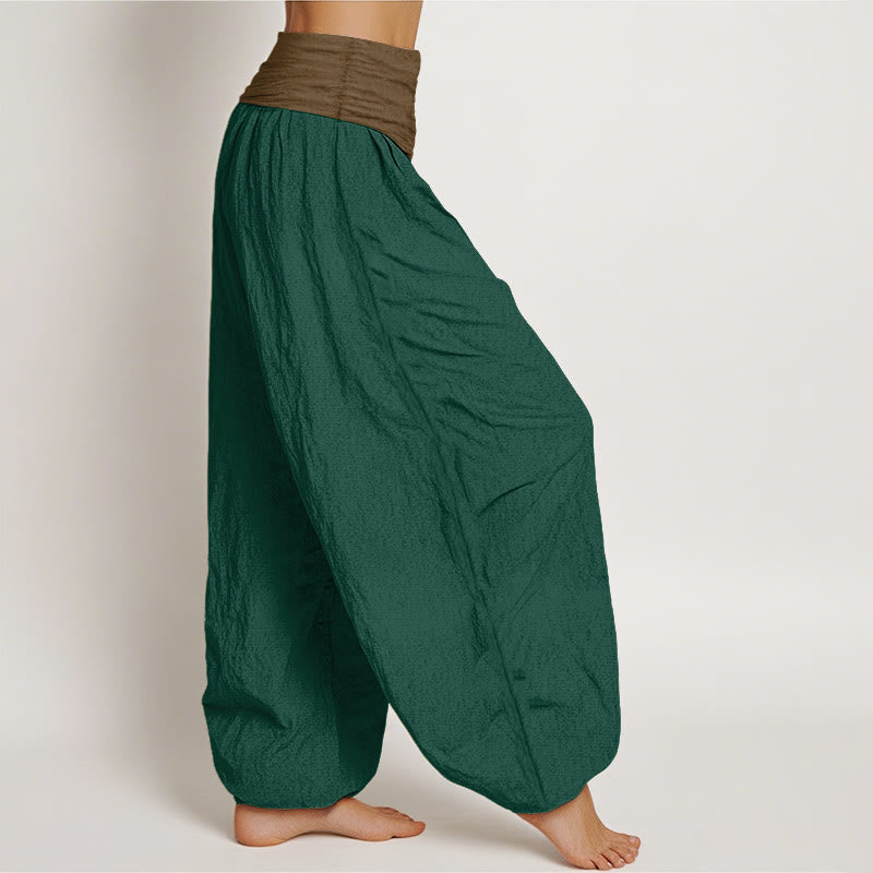Pantalones harén de algodón con Buddha Stones, color negro, verde y tostado, con cintura elástica para mujer - image 7