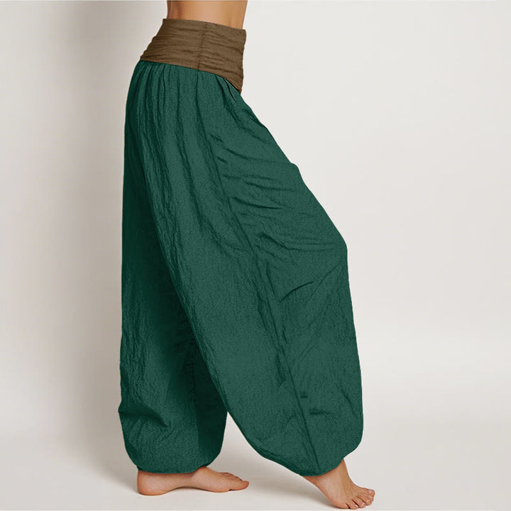 Pantalones harén de algodón con Buddha Stones, color negro, verde y tostado, con cintura elástica para mujer - image 7