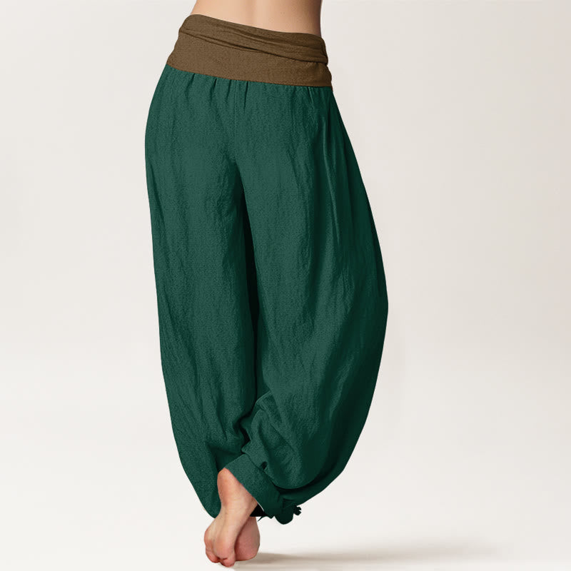 Pantalones harén de algodón con Buddha Stones, color negro, verde y tostado, con cintura elástica para mujer - image 6