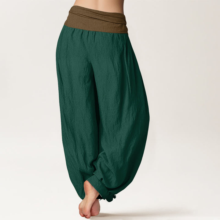 Pantalones harén de algodón con Buddha Stones, color negro, verde y tostado, con cintura elástica para mujer - image 6