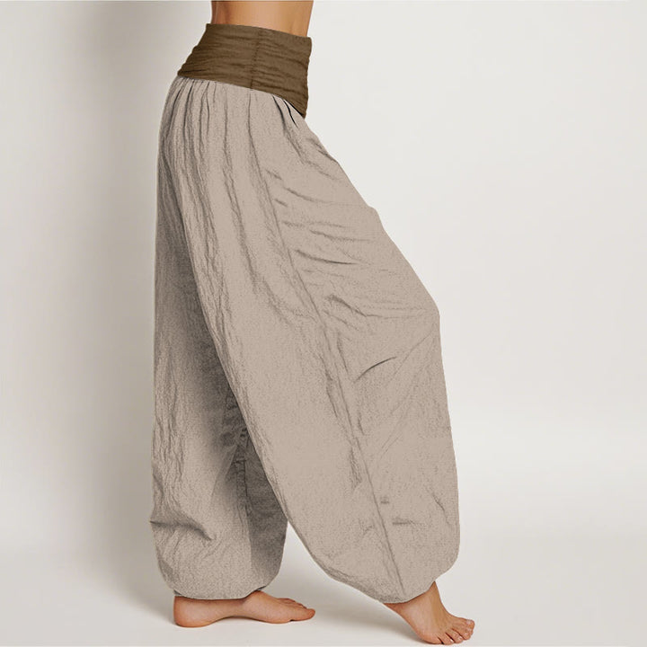 Pantalones harén de algodón con Buddha Stones, color negro, verde y tostado, con cintura elástica para mujer - image 10