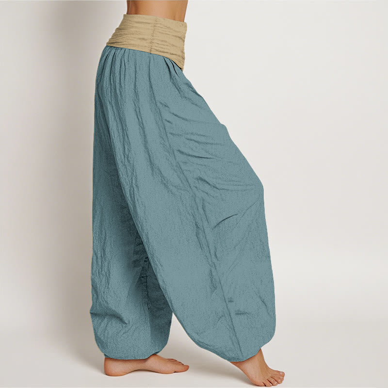 Pantalones harén de algodón con Buddha Stones, color marrón, azul y negro, con cintura elástica para mujer - image 7