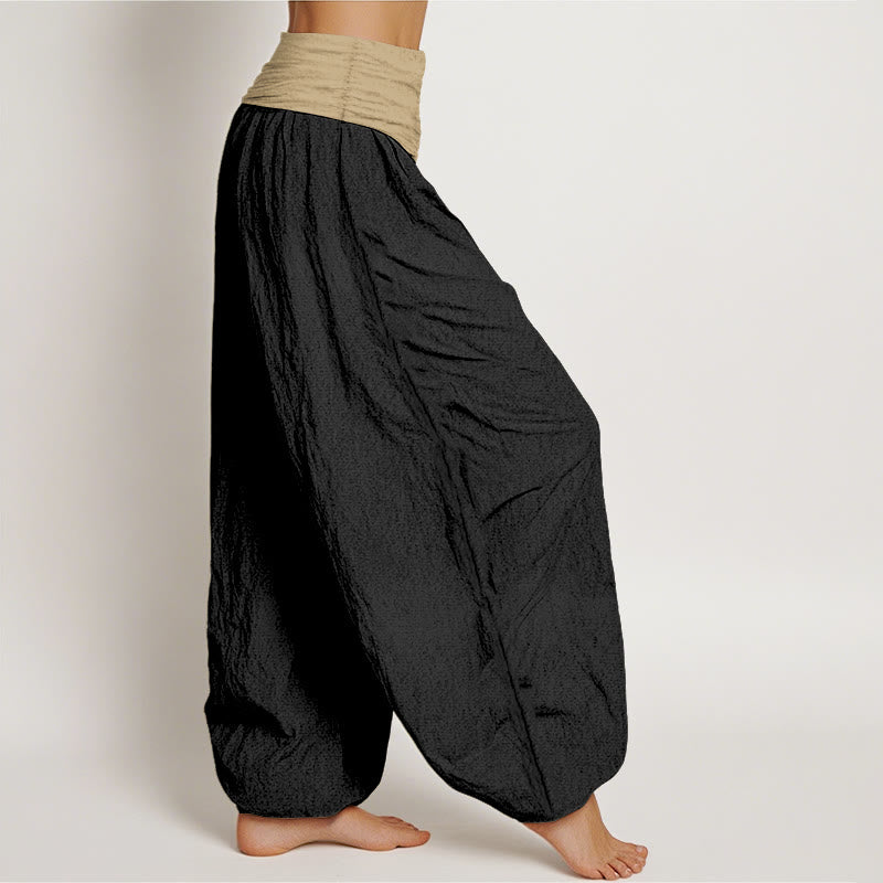 Pantalones harén de algodón con Buddha Stones, color marrón, azul y negro, con cintura elástica para mujer - image 10