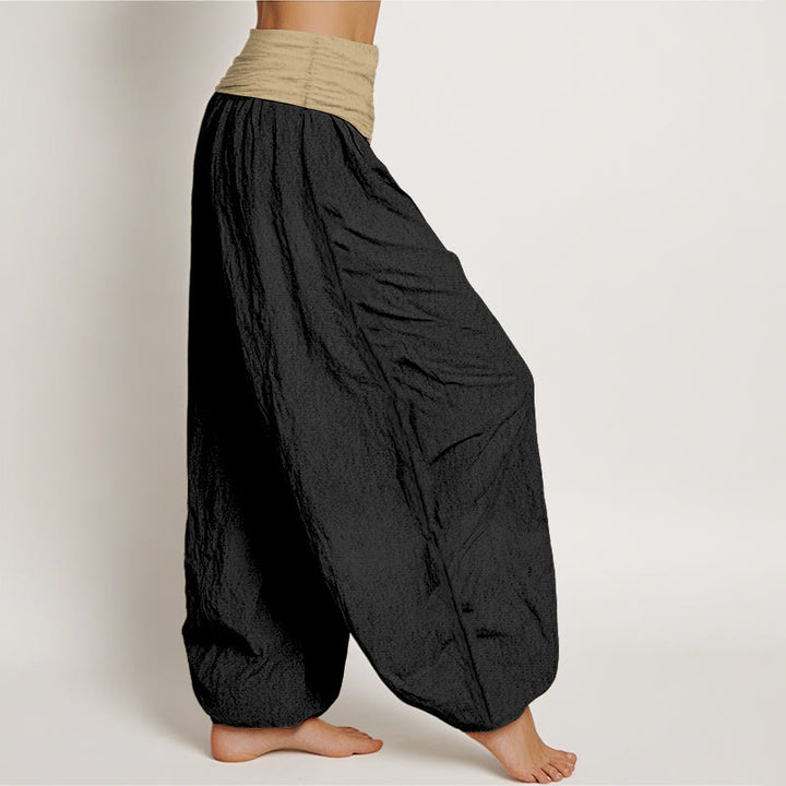 Pantalones harén de algodón con Buddha Stones, color marrón, azul y negro, con cintura elástica para mujer - image 10